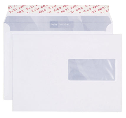 Elco Couvert C5, Fenster rechts, selbstklebend, hochweiss, 100 g/m², mit Innendruck – 500 Stk.