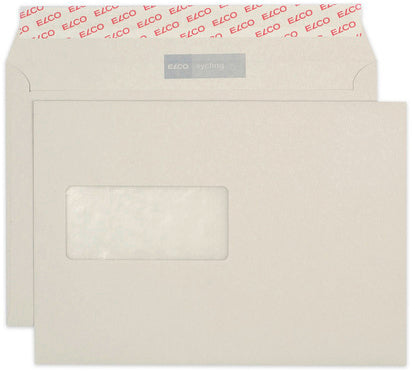 Elco Couvert C5, Fenster links, Haftklebung, Grau, 100 g/m² – 500 Stk.