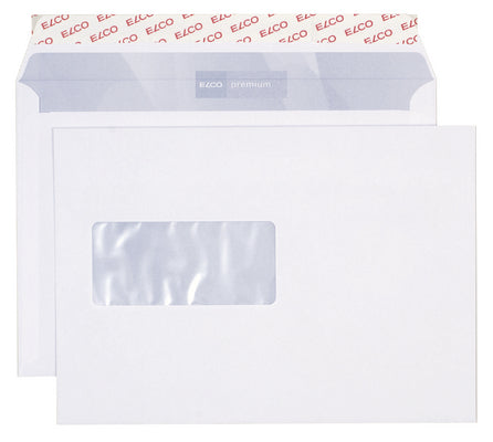 Elco Couvert C5, Fenster links, Haftklebung, hochweiss, 100 g/m² – 500 Stk.