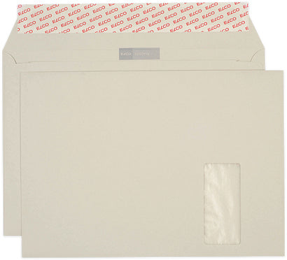 Elco Kuvert C4 mit Fenster, Haftklebung, Grau, 120 g/m²