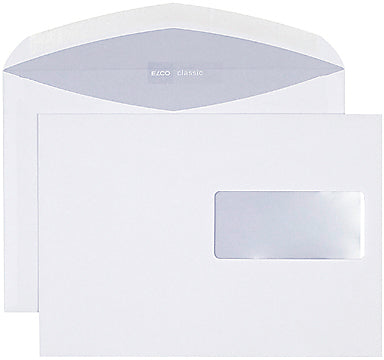Elco Couvert C5, Fenster rechts, nassklebend, weiss, 100 g/m², Innendruck – 500 Stk.