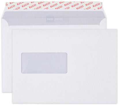 Elco Couvert C5, Fenster links, Selbstklebend, Weiss, 100 g/m², mit Innendruck – 500 Stk.