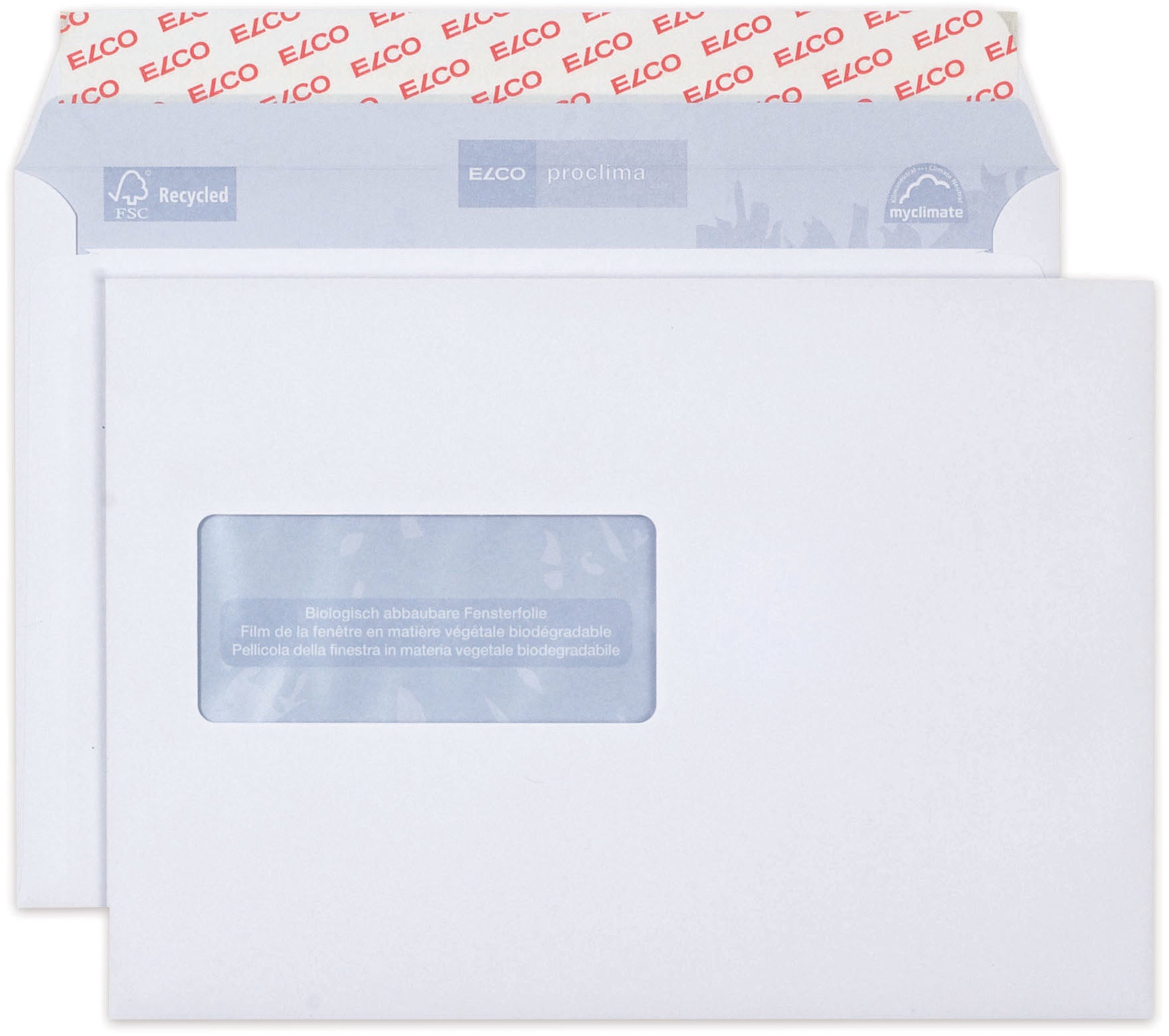 Elco Couvert C5, Fenster links, Haftklebung, weiss, 100 g/m², mit Innendruck – 500 Stk.