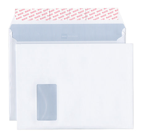 Elco Seitenfaltentasche C4, Fenster links, Selbstklebend, Weiss, 120 g/m², 20 mm Falte – 200 Stk.