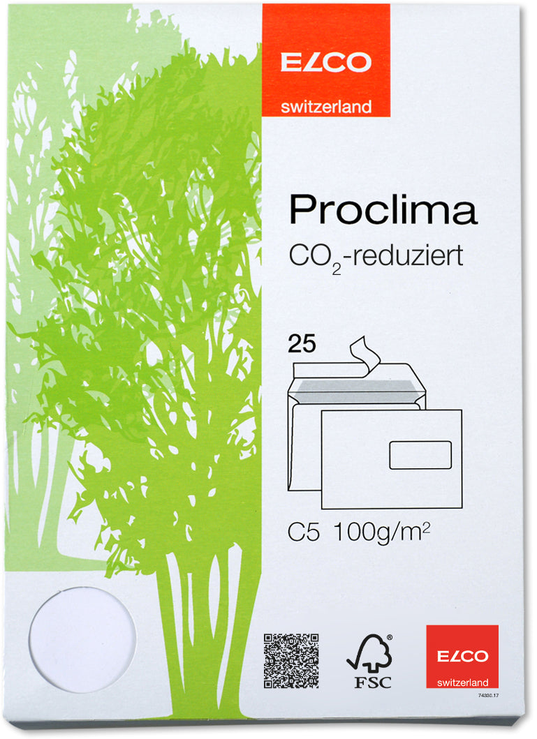 Elco Couvert C5, mit Fenster, selbstklebend, weiss, 100 g/m², Recyclingpapier