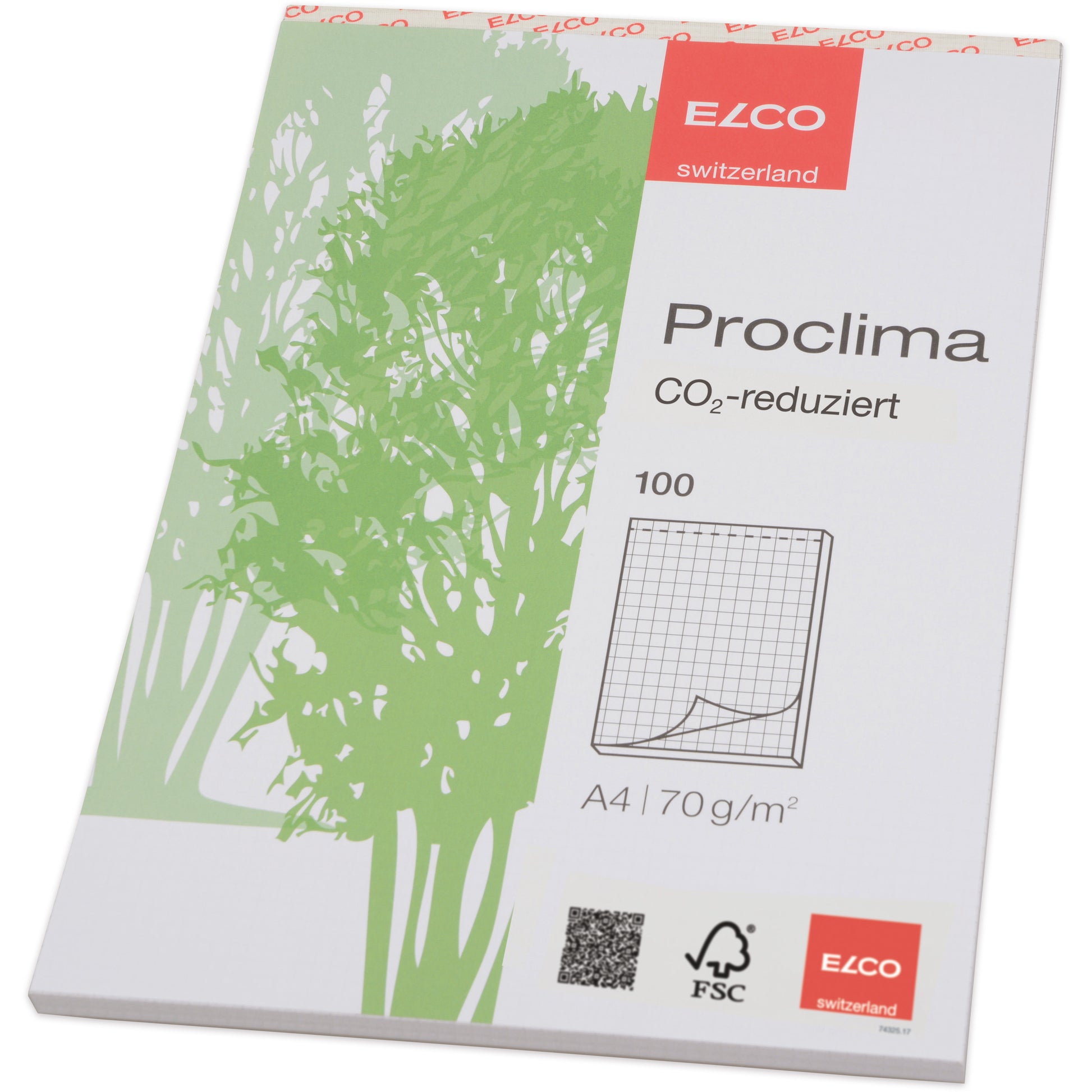 Elco Notizblock – A4 – 70 g/m² – gebunden, perforiert, recyclingfähig, CO2 kompensiert, grün/weiss, Blauer Engel
