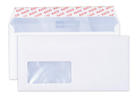Elco Couvert C5/6, Fenster links, Haftklebung, hochweiss, 80 g/m², mit Innendruck – 200 Stk.