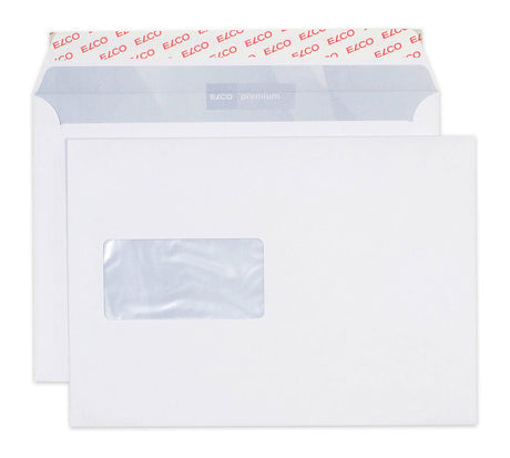 Elco Couvert C5, Fenster links, selbstklebend, hochweiss, 100 g/m², mit Innendruck – 100 Stk.