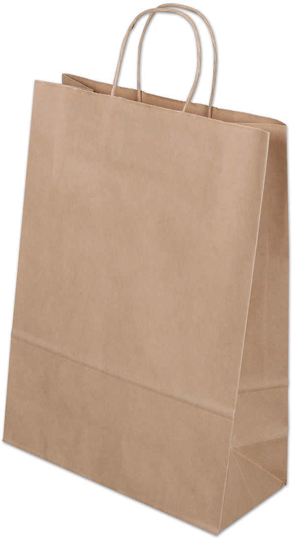 Elco Tragetasche – 300 × 580 × 90 mm, mit Kordel, bis 3 kg, braun, Kraftpapier 100 g/m² – 50 Stk.