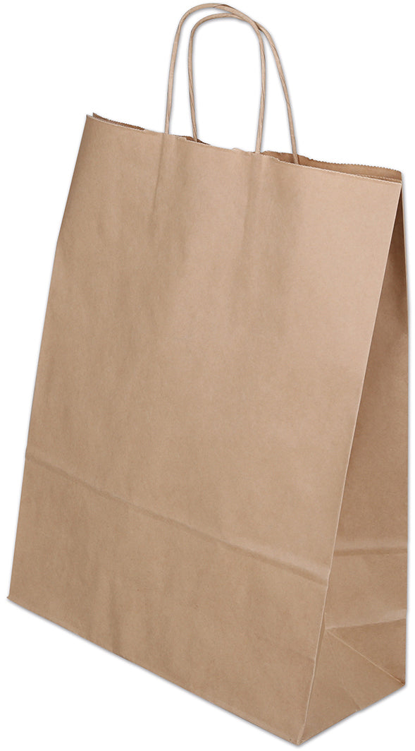 Elco Tragetasche – 320 × 410 × 130 mm, mit Kordel, Kraftpapier 100 g/m², bis 3 kg, Braun – 50 Stk.