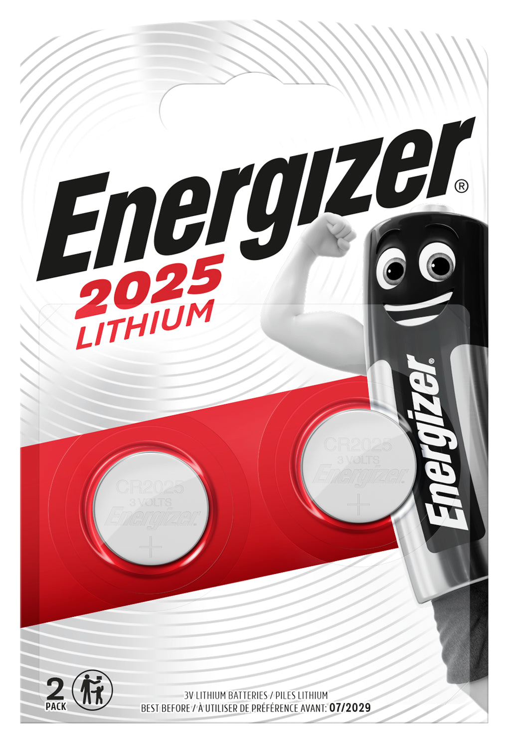 Energizer Knopfzellen CR2025, Lithium, 3 V – 2 Stk.