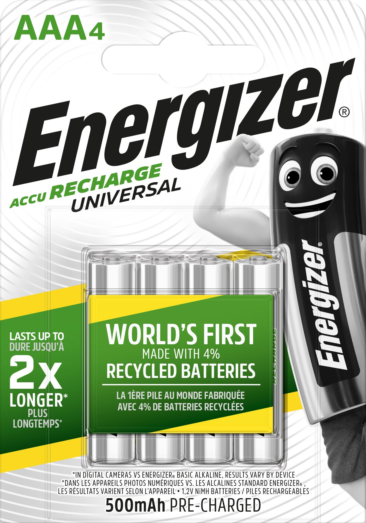 Energizer AAA Akkus, NiMH, 500 mAh, 1,2 V – 4 Stk.