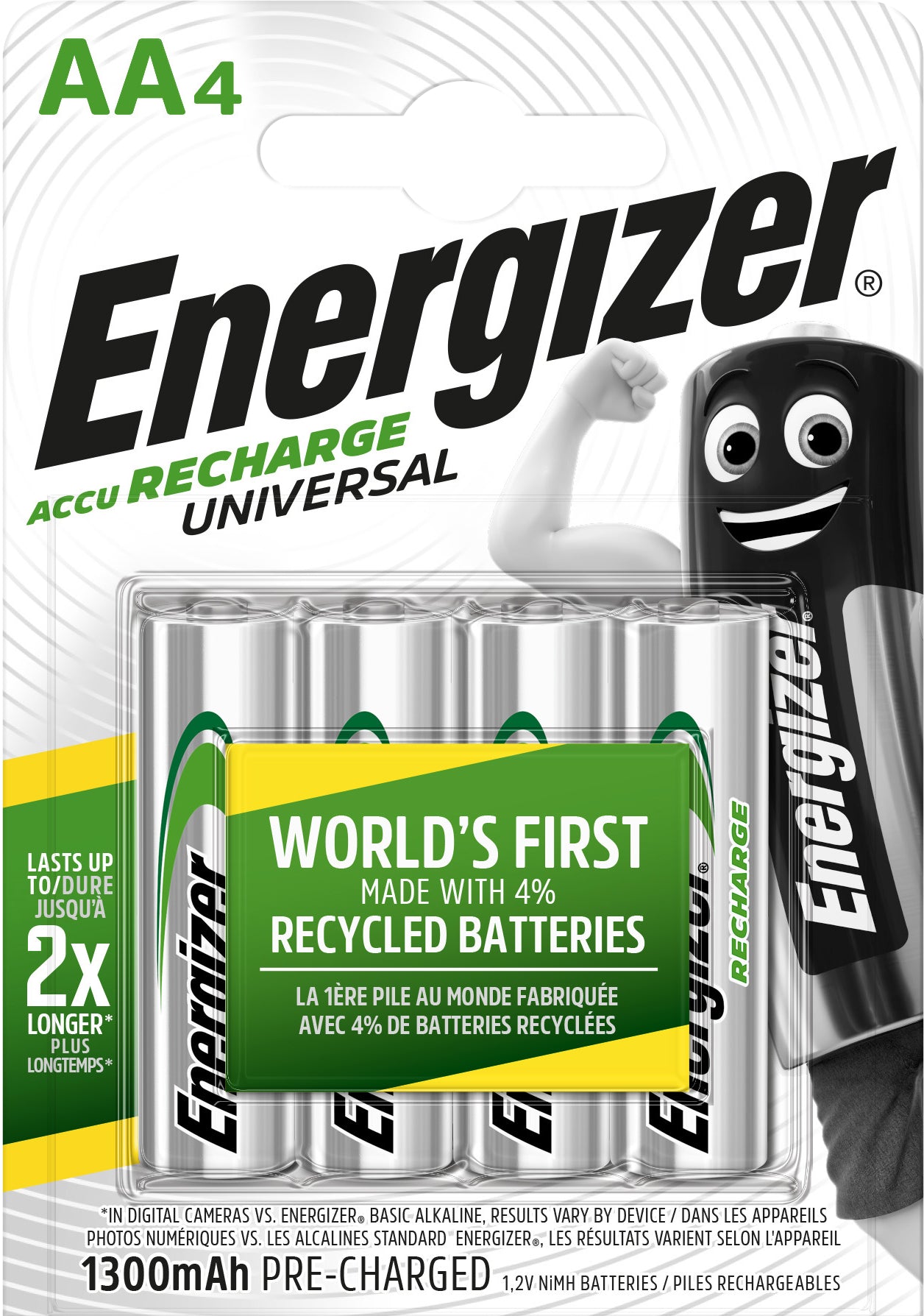 Energizer AA Akkus, NiMH, 1300 mAh, 1,2 V – 4 Stk.