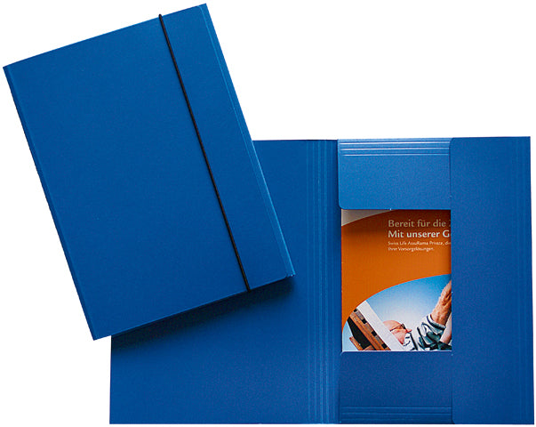 Erola Gummibandmappe A5 – 3 Klappen, Karton, Blau, Füllhöhe 20 mm