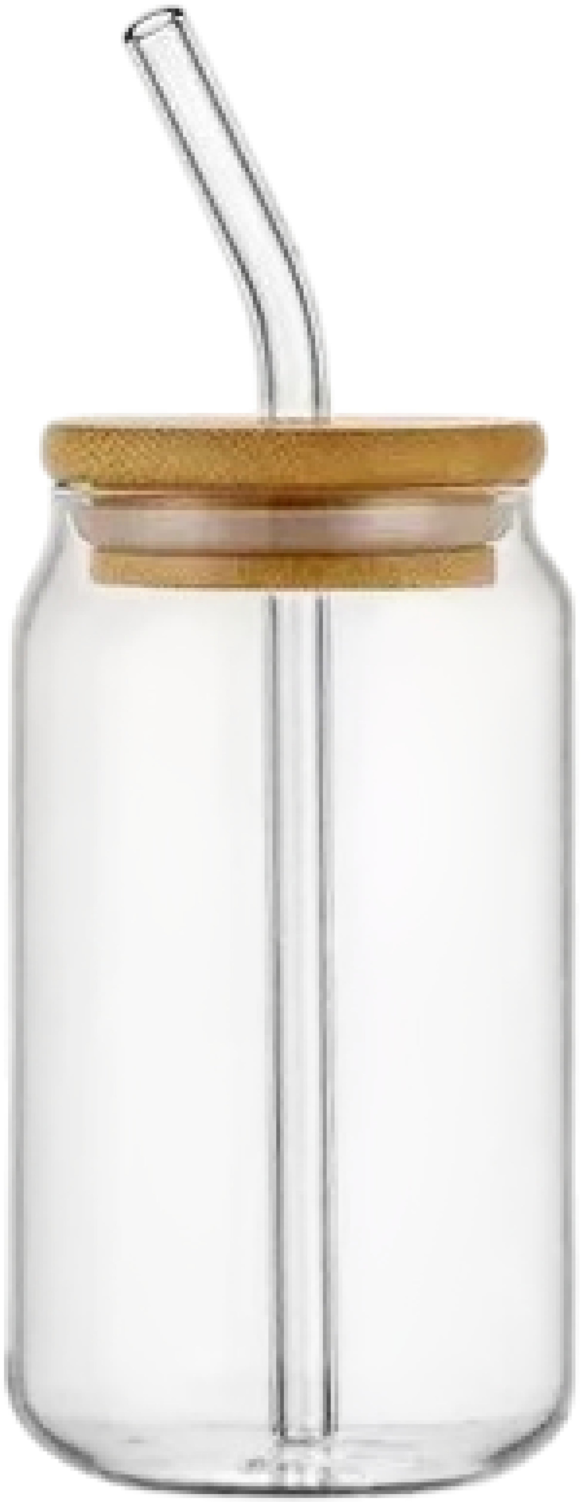 Esmee Trinkglas DS-137111 – 540 ml, 12,0 × 22,0 × 10,0 cm, Glas, mit Bambusdeckel, inkl. Glasstrohhalm