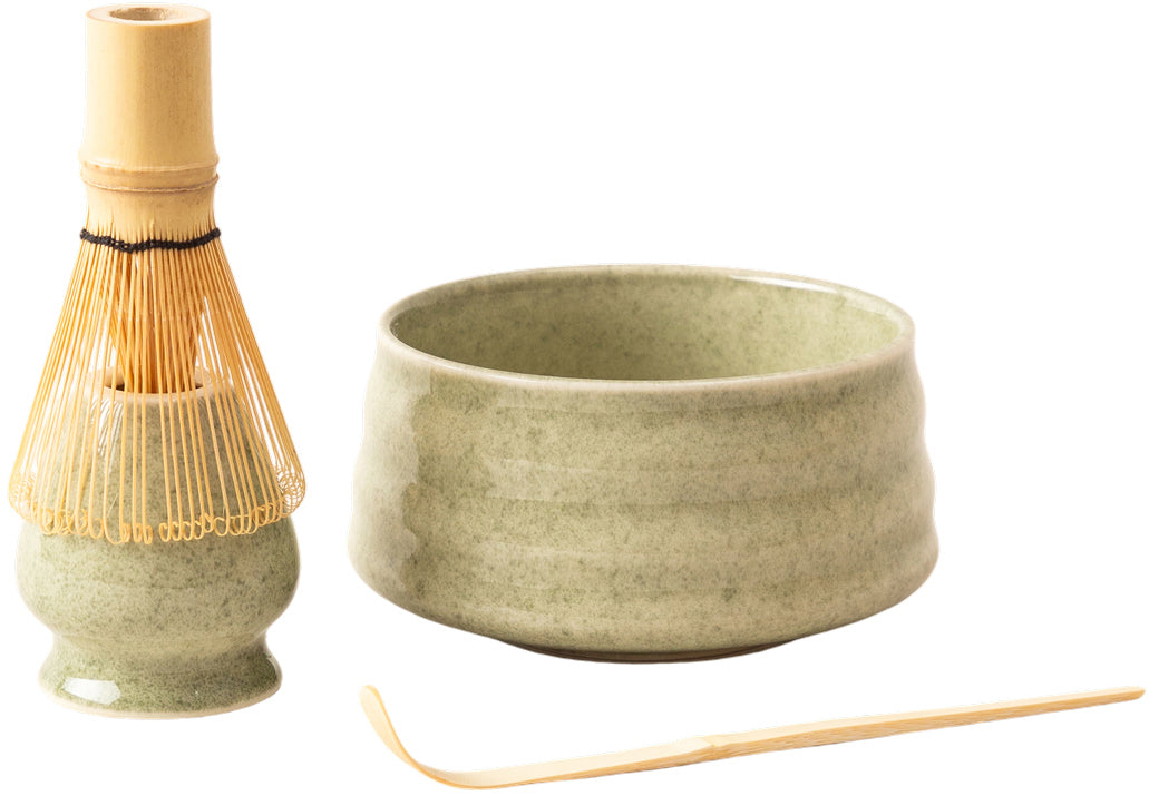 Esmee ESMÉE DS-191845 – Matcha-Set 4-teilig, Keramik/Bambus, 19,5 × 27 × 10 cm