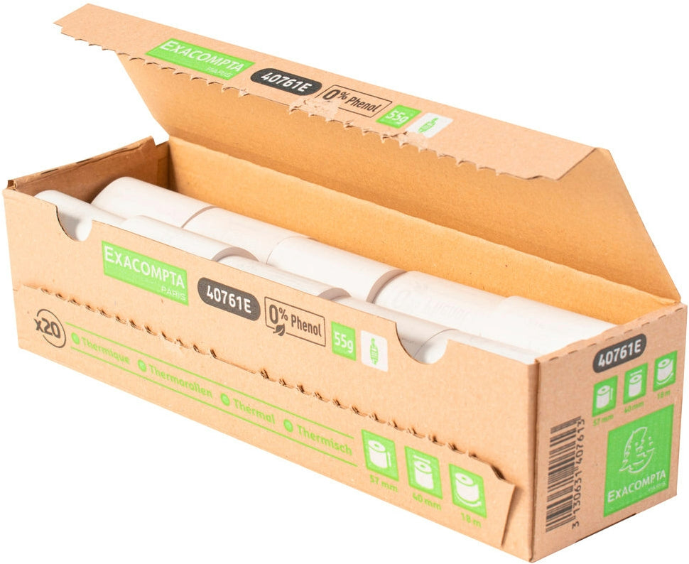 Exacompta Thermorolle – 57 mm × 18 m, ohne Kern, BPA-frei – 20 Stk.