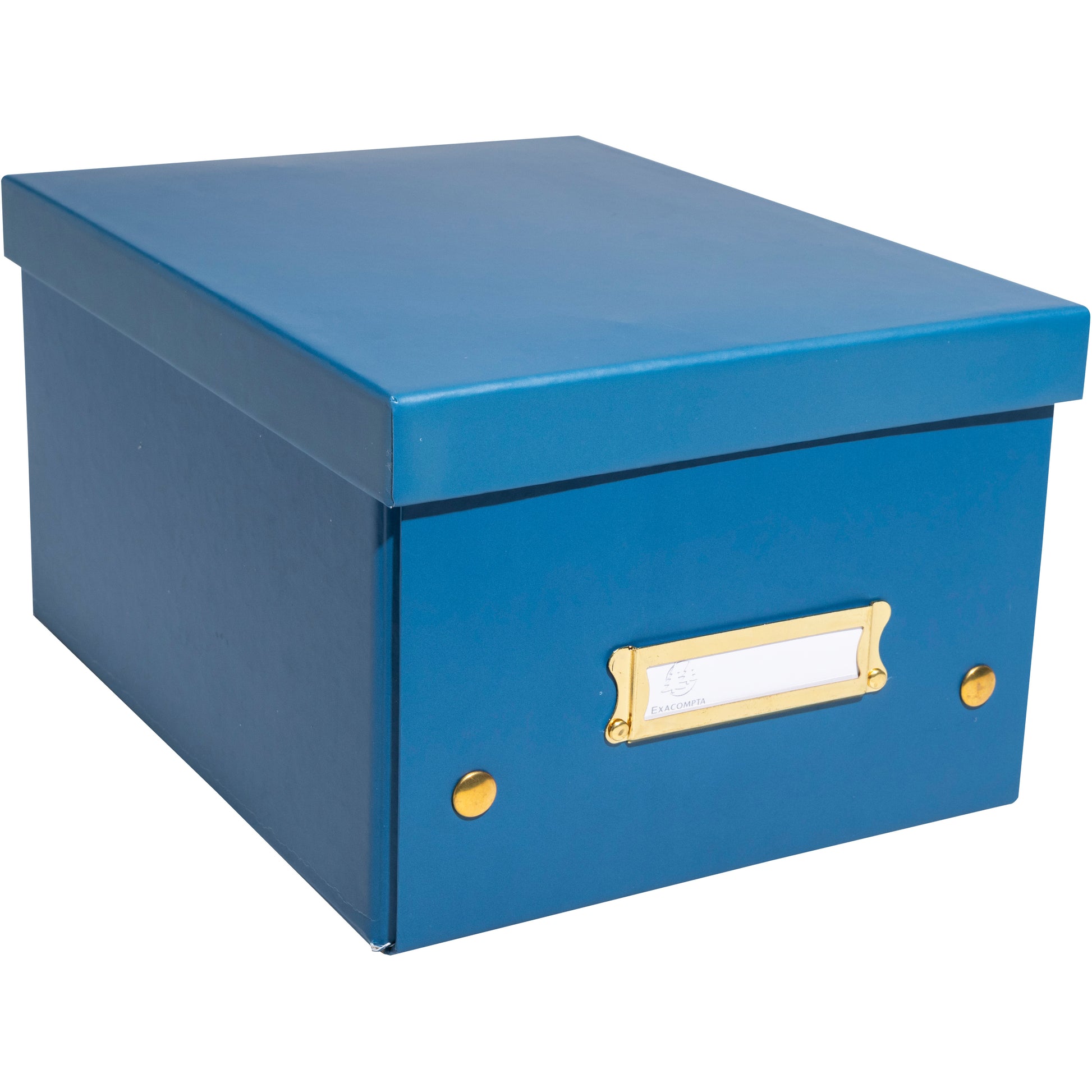 Exacompta Neo Deco Aufbewahrungsbox B 215 × H 30 × T 280 mm – für A5+, stapelbar, mit Etikettenhalter, blau