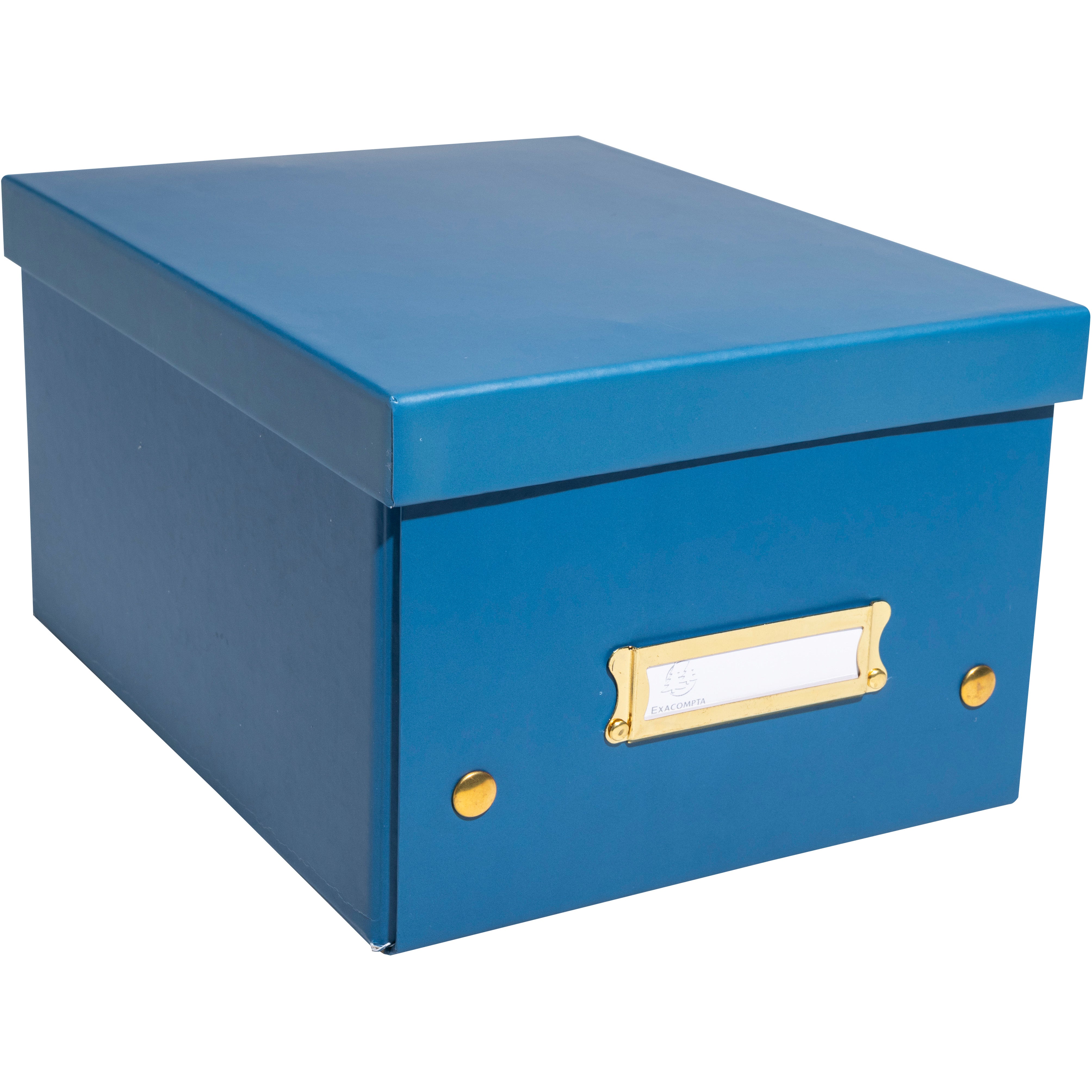 Exacompta Neo Deco Aufbewahrungsbox B 215 × H 30 × T 280 mm – für A5+, stapelbar, mit Etikettenhalter, blau
