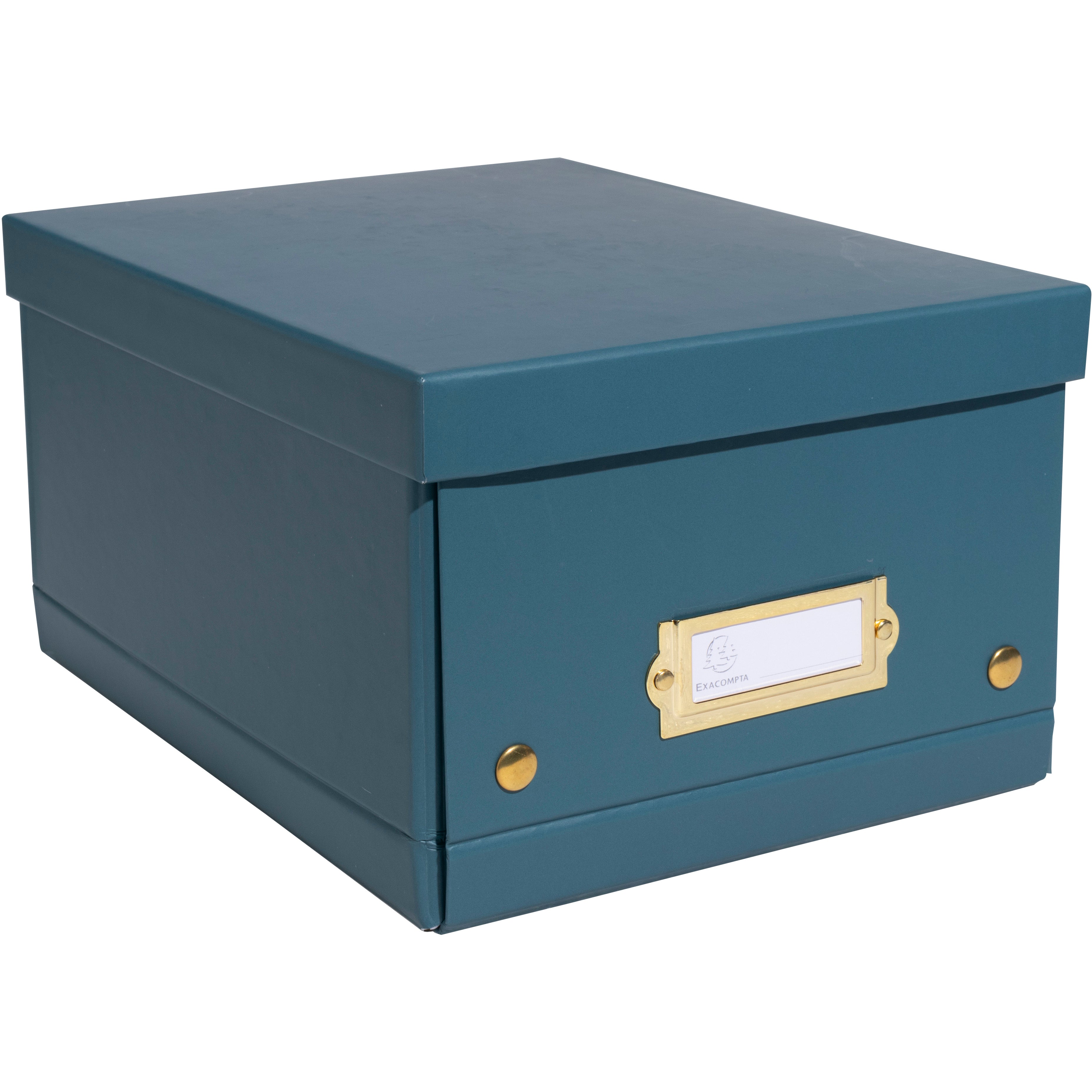 Exacompta Neo Deco Aufbewahrungsbox B 215 × H 30 × T 280 mm – für A5+, stapelbar, mit Druckknöpfen, entenblau