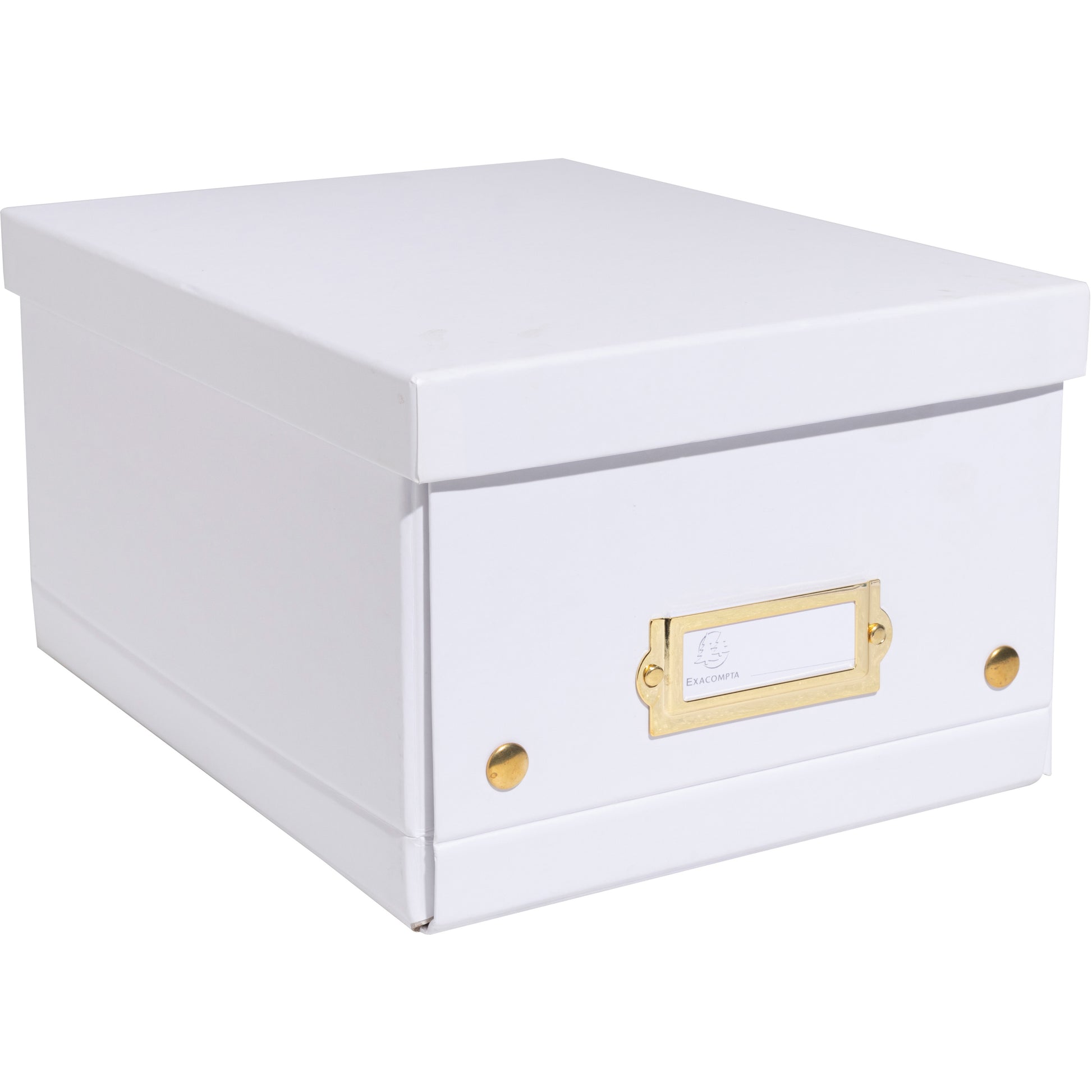 Exacompta Neo Deco Aufbewahrungsbox B 215 × H 30 × T 280 mm – für A5+, stapelbar, mit Etikettenhalter, weiss
