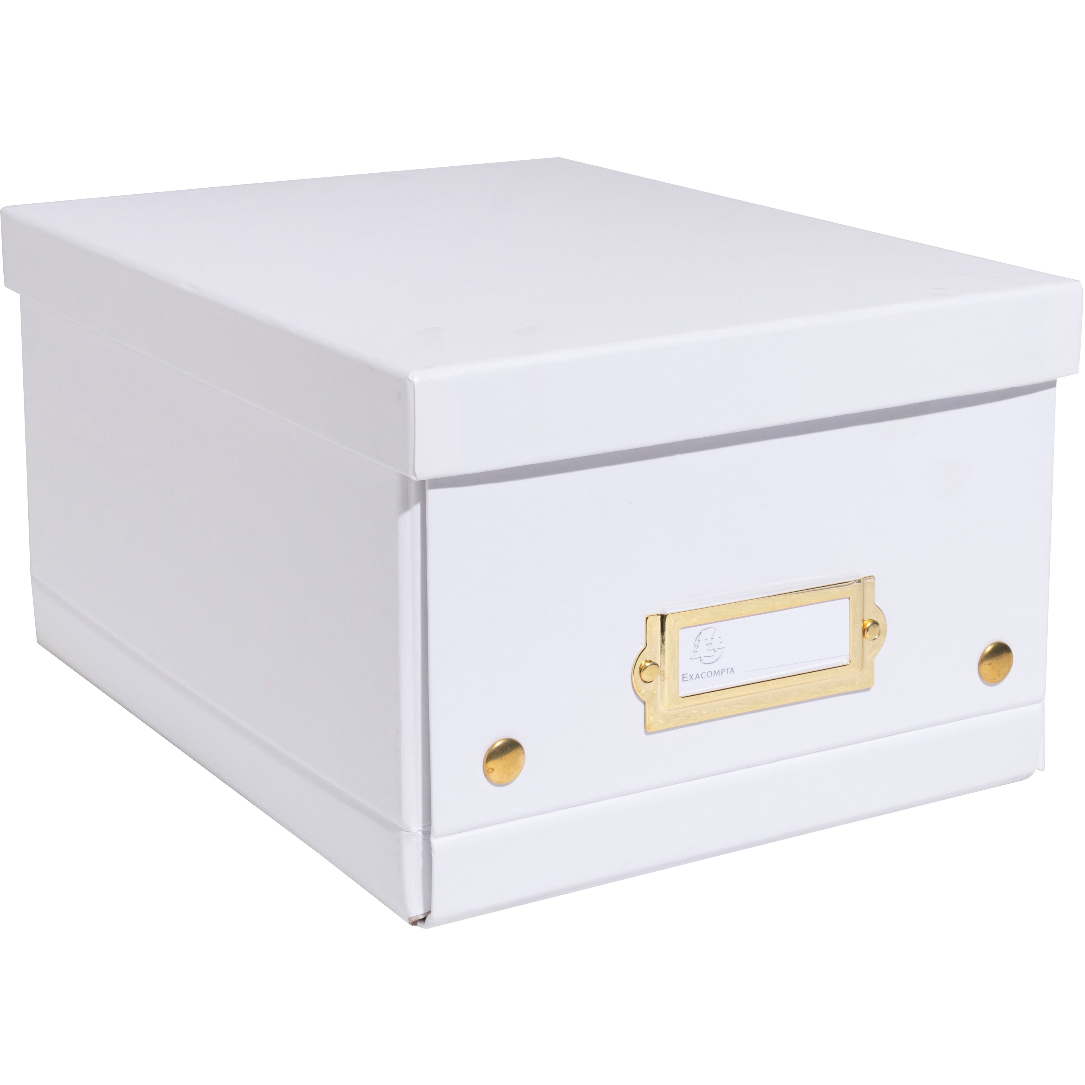 Exacompta Neo Deco Aufbewahrungsbox B 215 × H 30 × T 280 mm – für A5+, stapelbar, mit Etikettenhalter, weiss