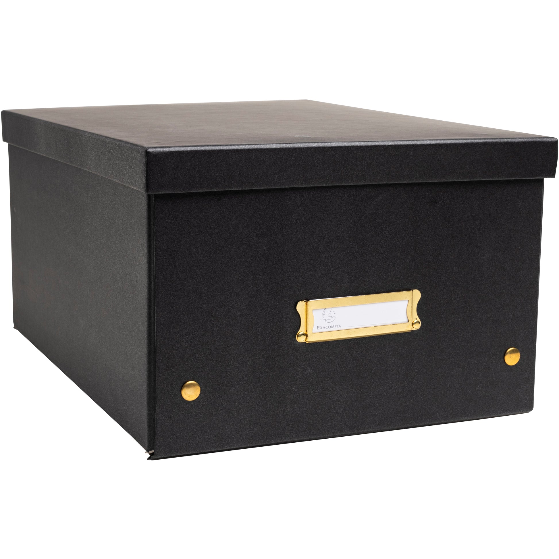 Exacompta Neo Deco Aufbewahrungsbox – für A4+, B 295 × H 35 × T 380 mm, mit Etikettenhalter, schwarz