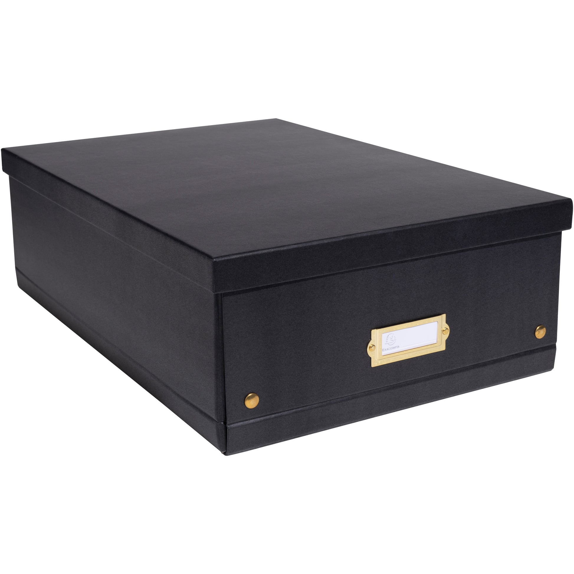 Exacompta Neo Deco Aufbewahrungsbox – für A3+, B 350 × H 160 × T 515 mm, mit Etikettenhalter, schwarz