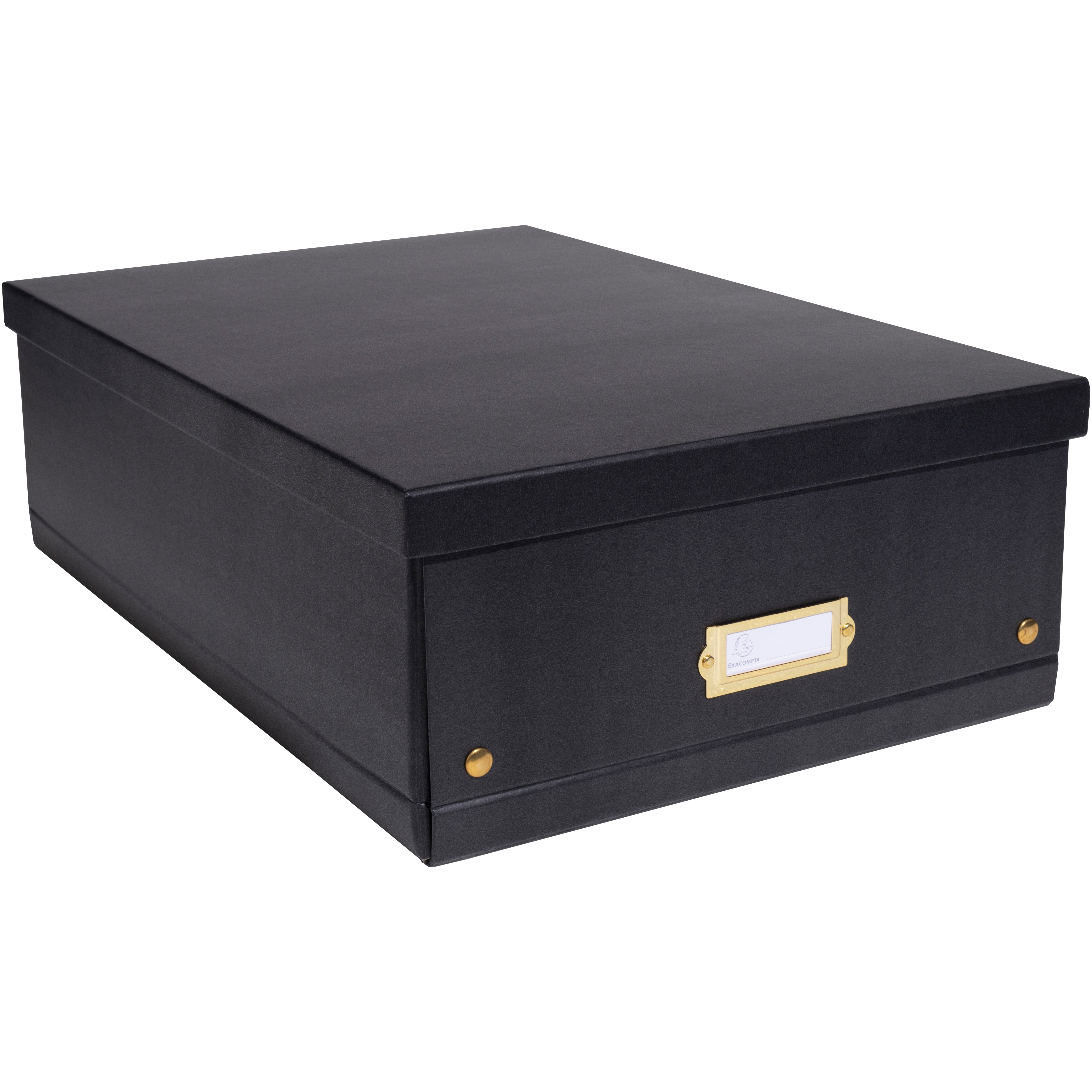Exacompta Neo Deco Aufbewahrungsbox – für A3+, B 350 × H 160 × T 515 mm, mit Etikettenhalter, schwarz
