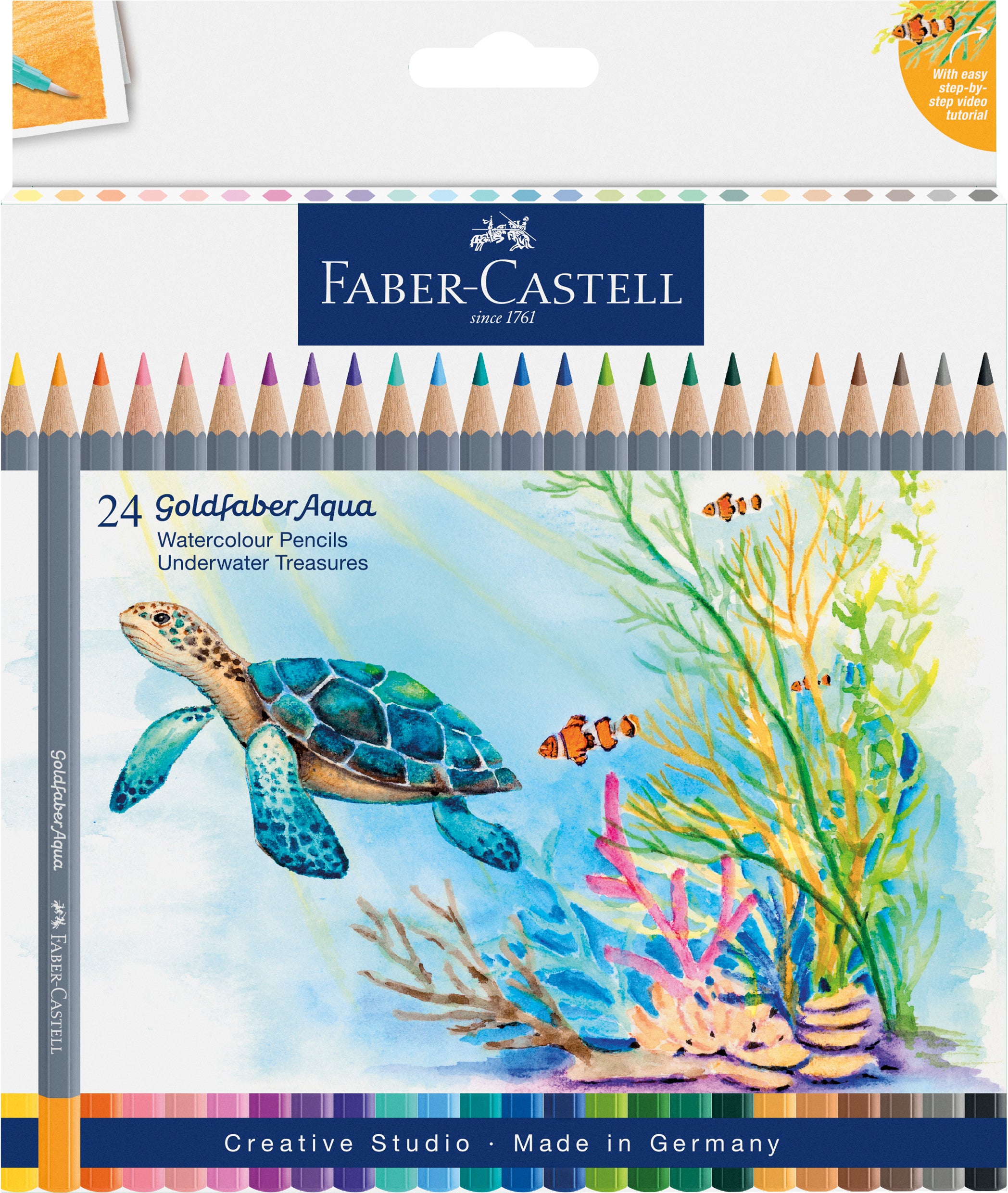 Faber-Castell Goldfaber Aqua Aquarellfarbstifte – 24 Farben, 2 in 1, Ø 3,3 mm