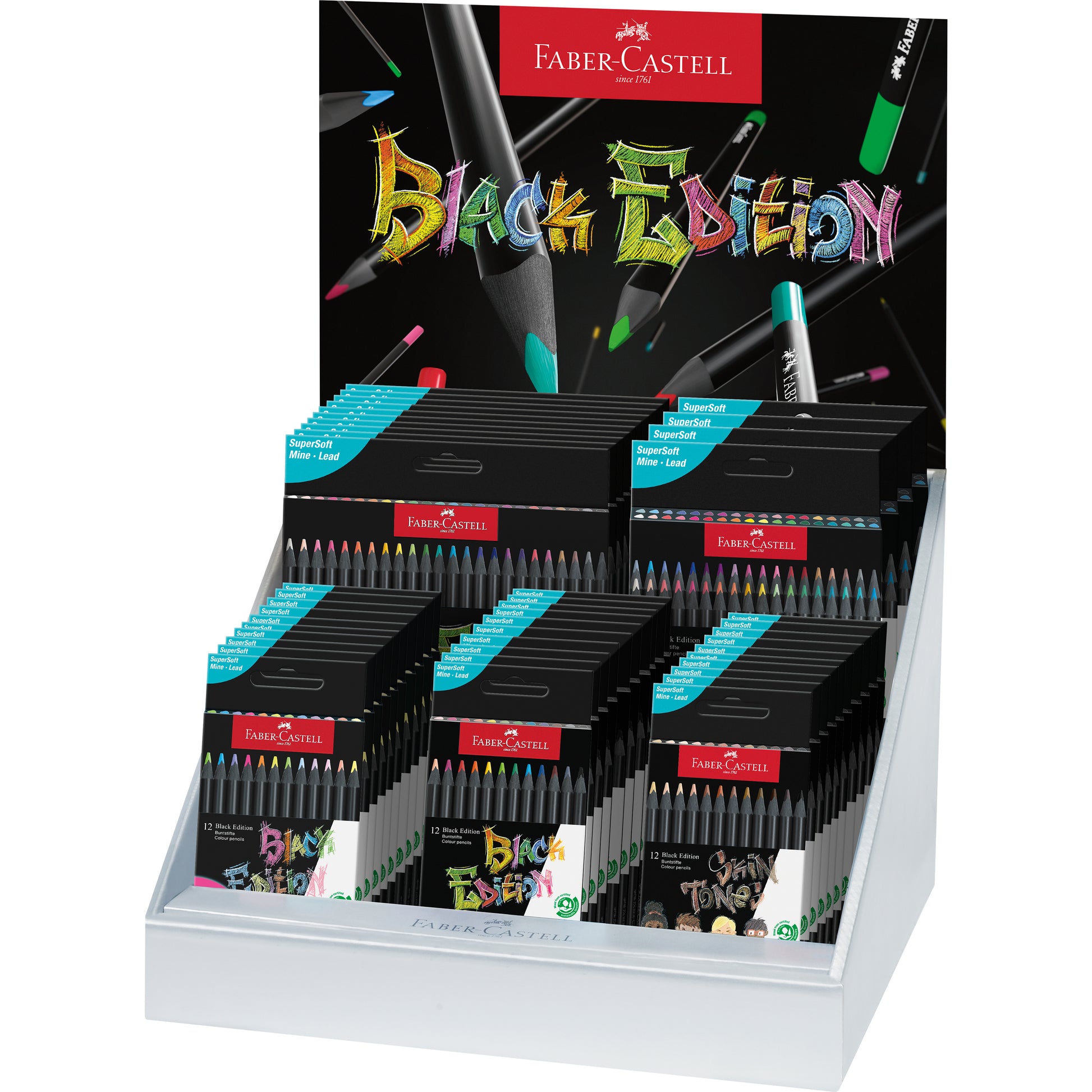 Faber-Castell Buntstifte Black Edition – Dreikant, Supersoft-Mine