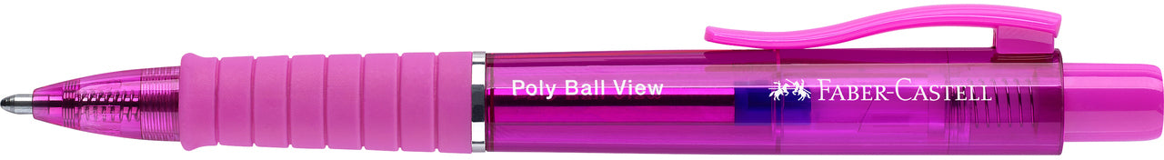 Faber-Castell Poly Ball View 145768 Kugelschreiber – Pink, Druck, Dreieck-Gummigriffzone, nachfüllbar