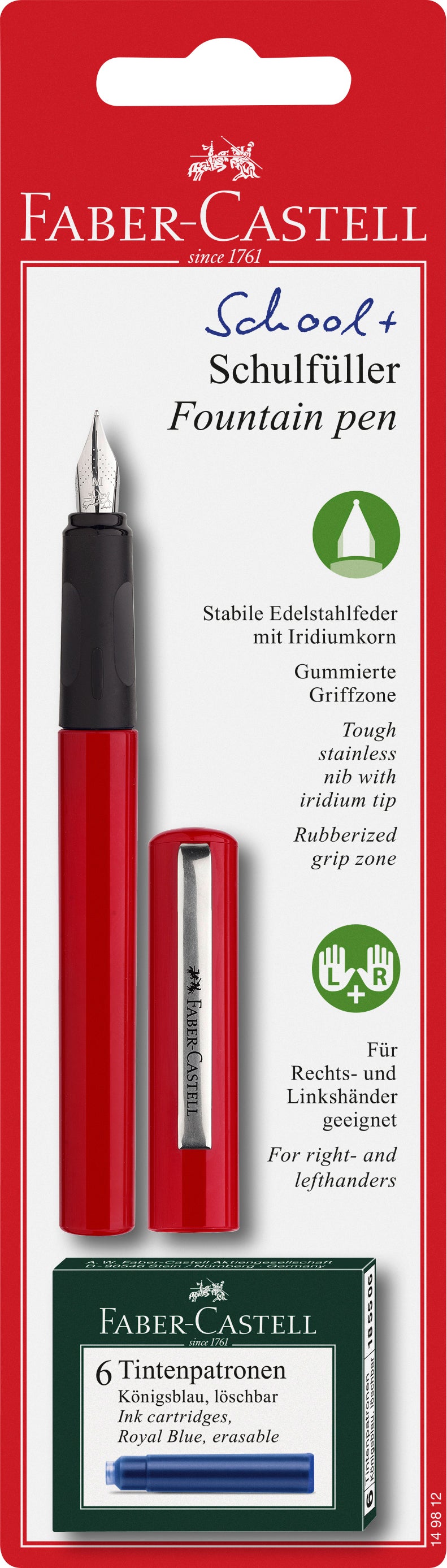 Faber-Castell SCHOOL+ 149812 – Füllfederhalter – Rot
