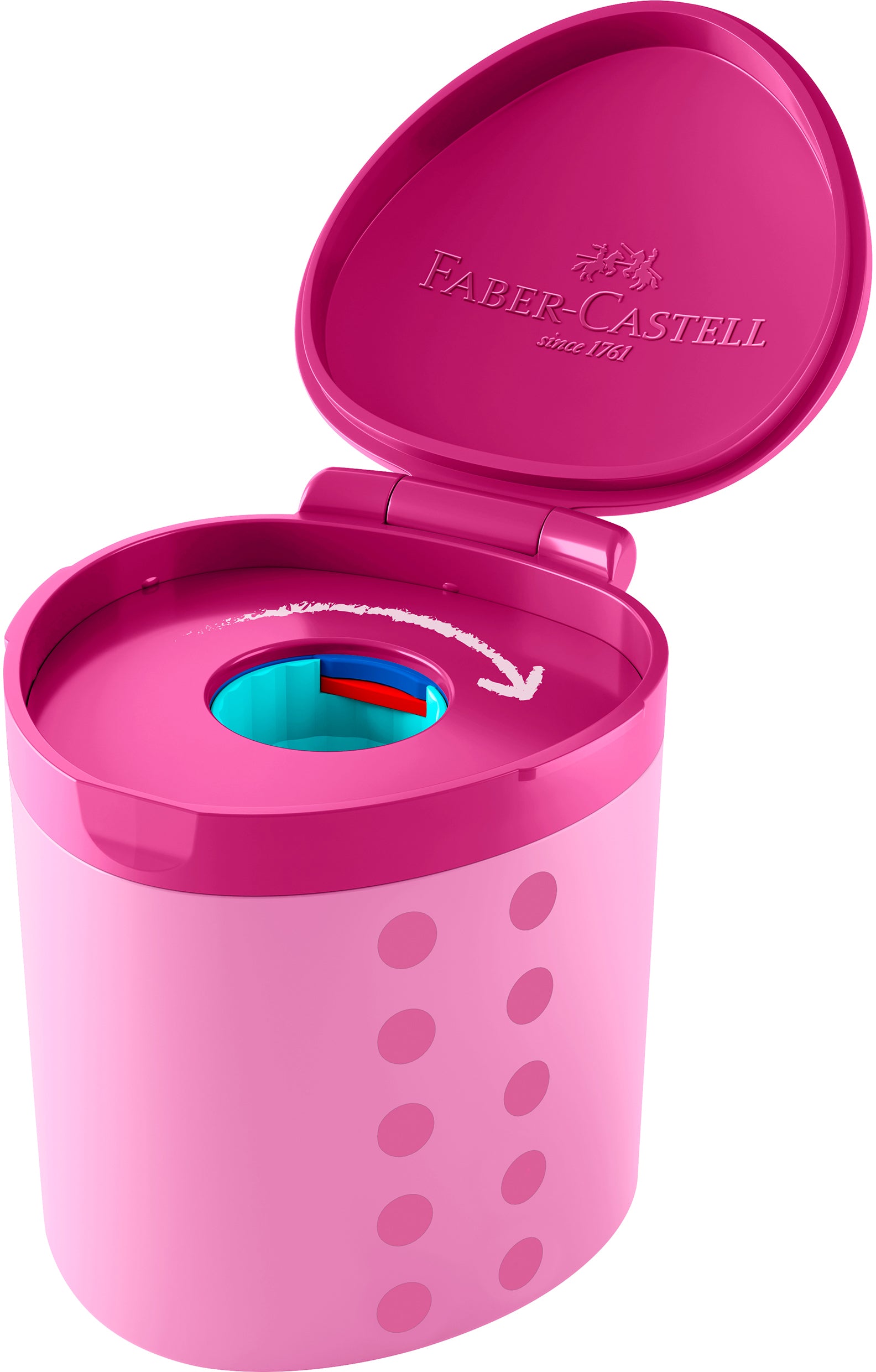 Faber-Castell Grippy Spitzdose – pink – mit Kindersicherung, Schneidschutz