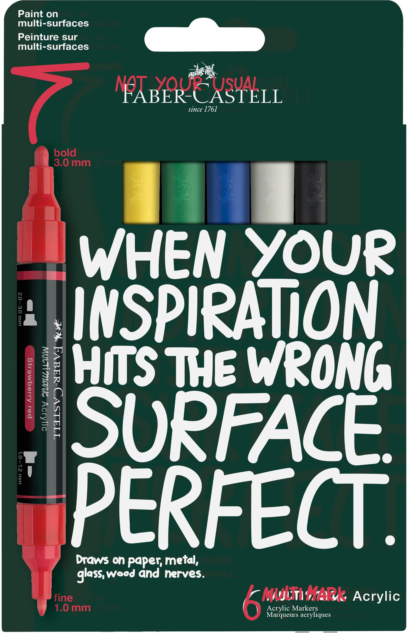 Faber-Castell 186003 Acrylmarker – Doppeltspitze 1–3 mm – Basic, 6er-Set