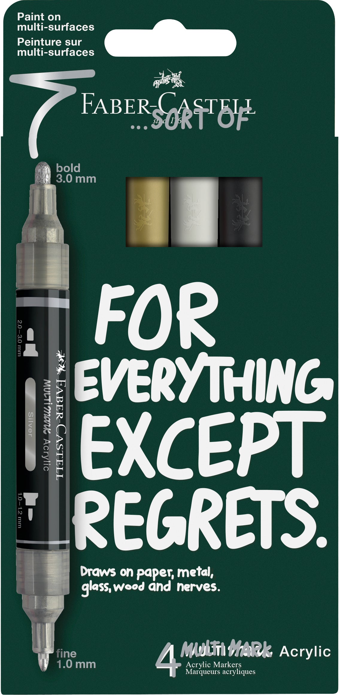 Faber-Castell Multimark Acrylmarker – Doppeltspitze 1–3 mm – Classics – 4er-Set