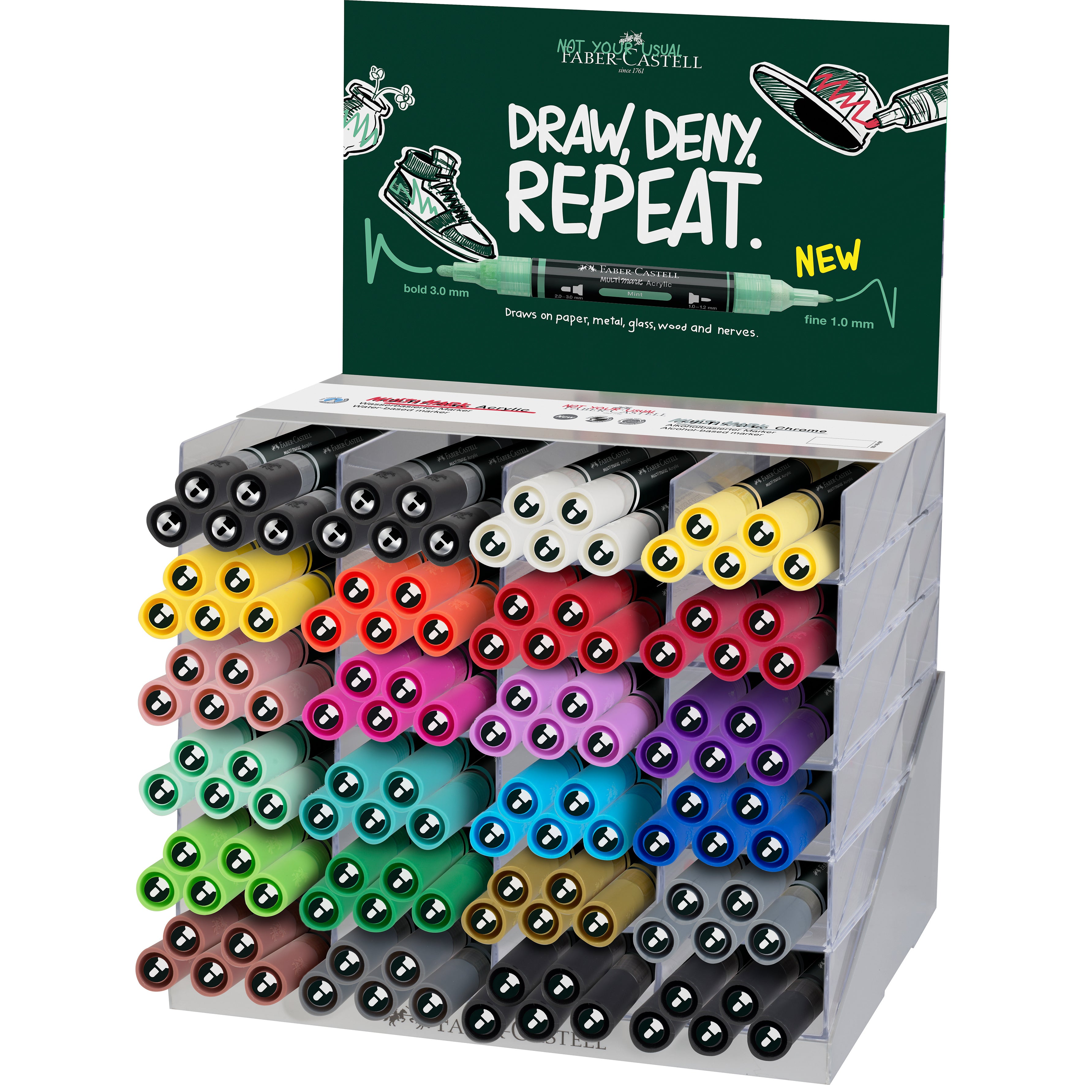 Faber-Castell 186012 Acrylmarker – Doppeltspitze 1–3 mm – Mehrfarbig, 120er-Set