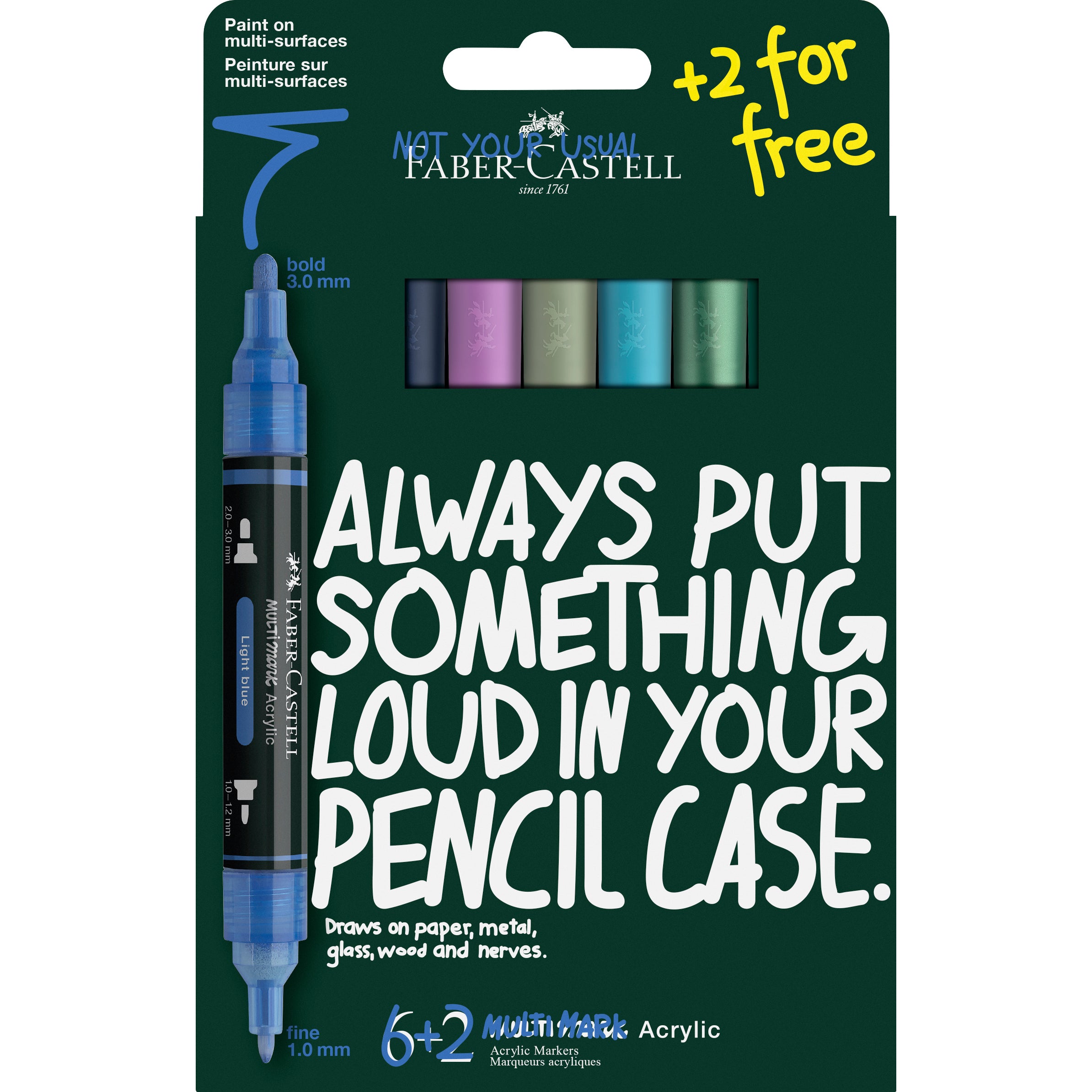 Faber-Castell Multimark Acrylmarker – Doppeltspitze 1–3 mm – Frost – 8er-Set