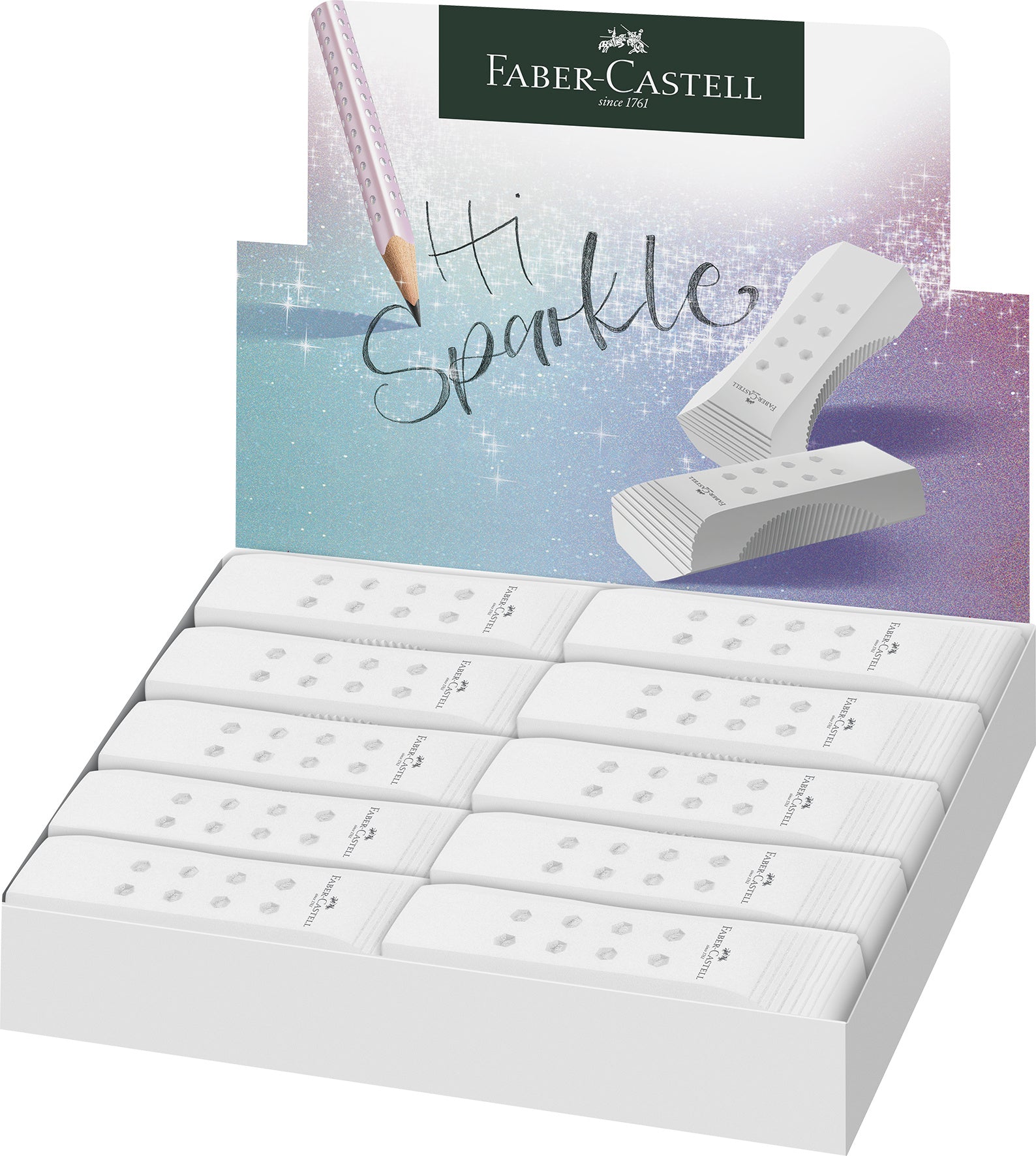 Faber-Castell Radiergummi RollOn – für Bleistifte, PVC-frei, schmierfrei, 65 × 30 × 15 mm, weiss, 1 Stk.