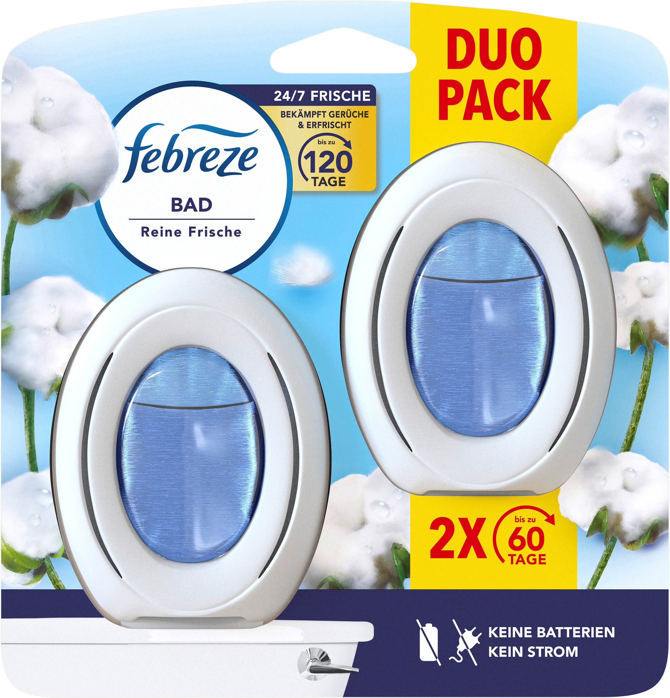 Febreze Reine Frische – Duftkartusche, 2 × 8 ml, bis zu 60 Tage