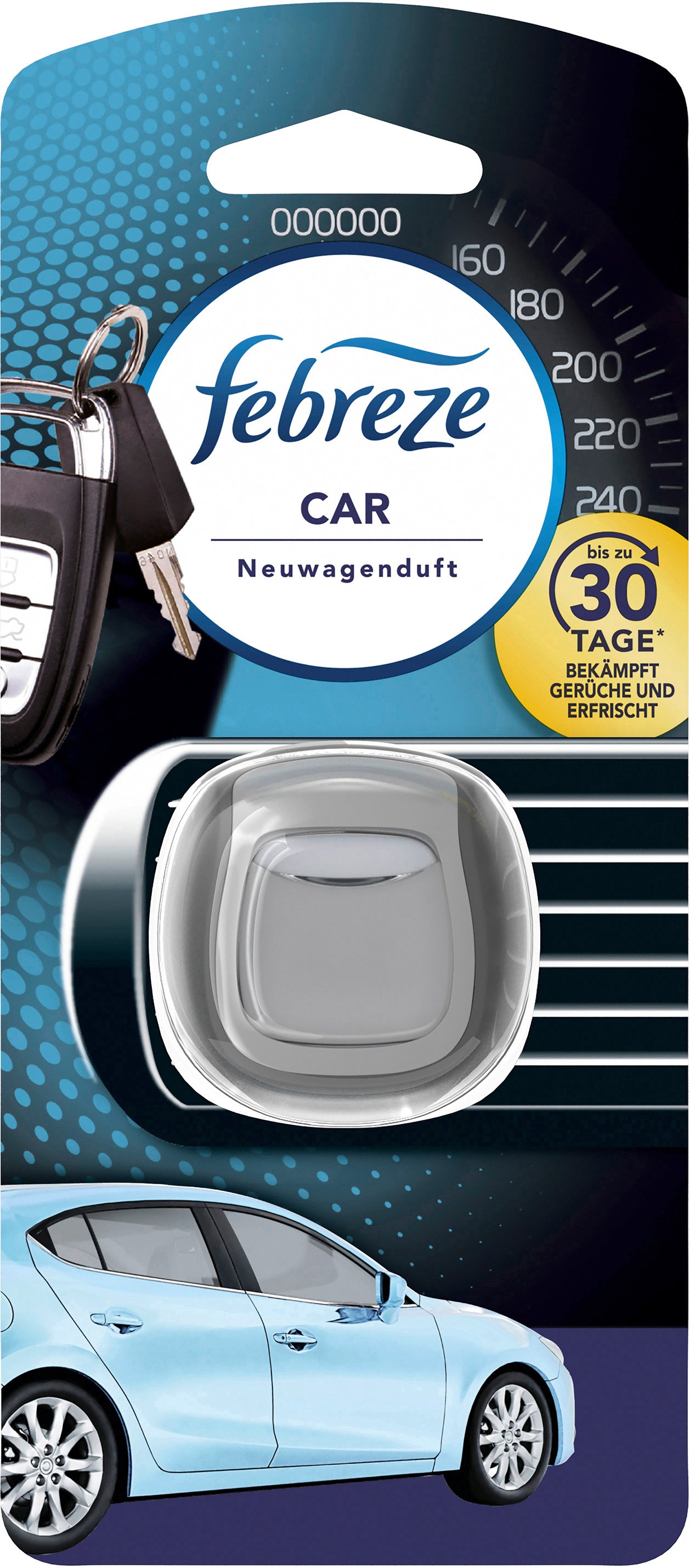 Febreze Auto Lufterfrischer Neuwagenduft – anklippbar – für Innenraum