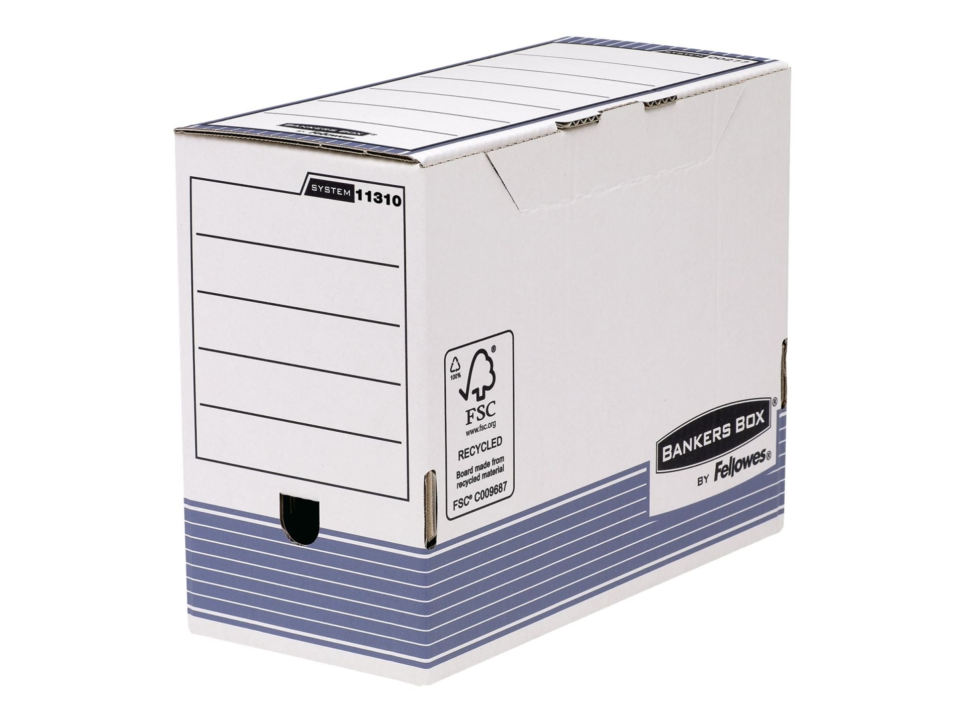 Fellowes Bankers Box System 27701 – Archivkarton, 158 × 265 × 327 mm, weiss/blau