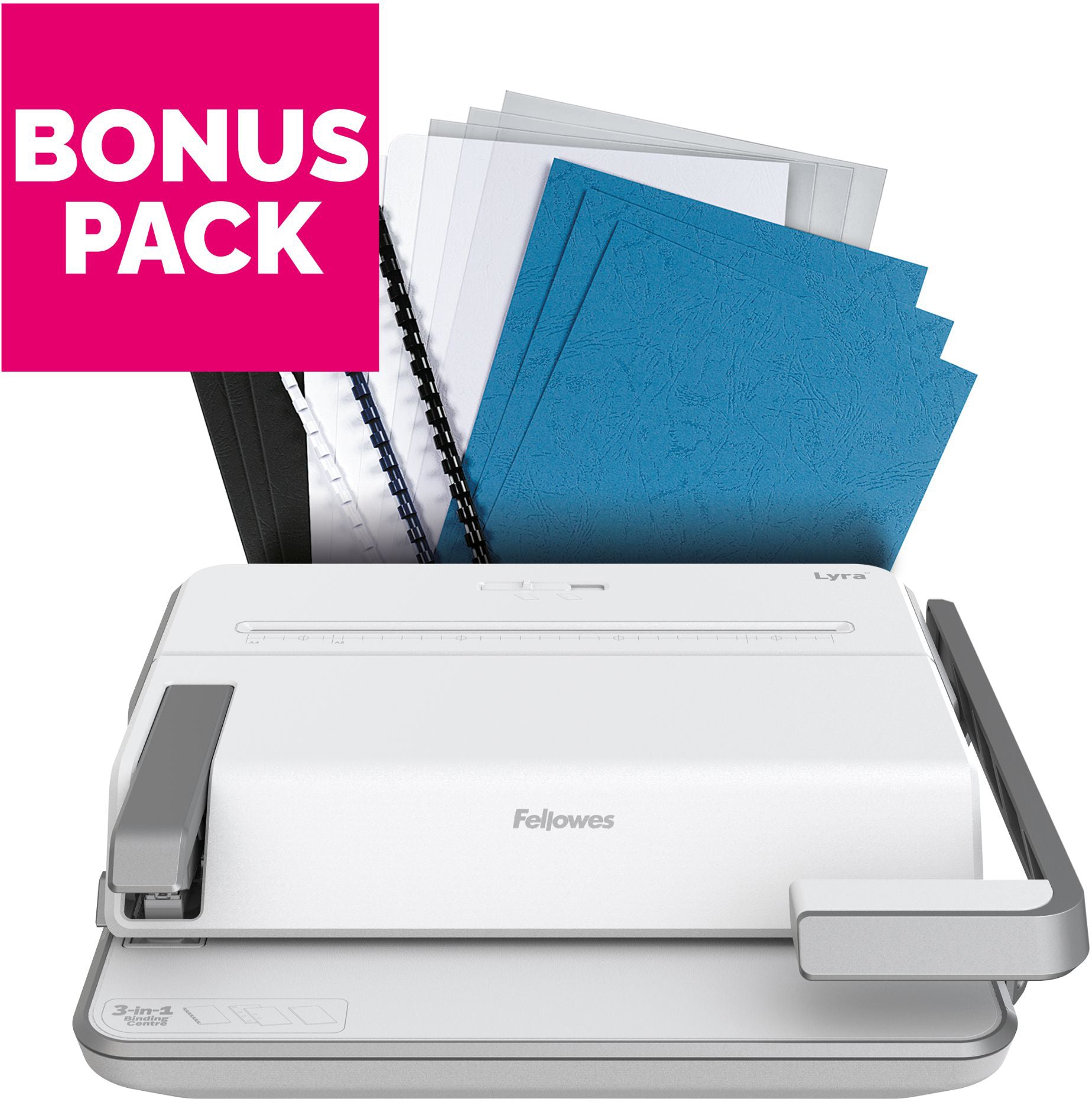 Fellowes Lyra 5603102 – Multifunktionsbindegerät – manuell – stanzt 30 Blätter
