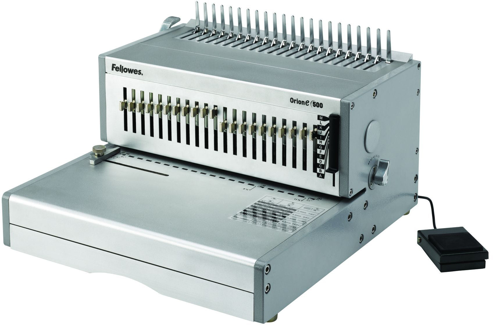Fellowes ORION-E 500 – Plastikbindegerät – elektrisch – stanzt 30 Blatt – bindet 500 Blatt, 21-Loch, 51 mm