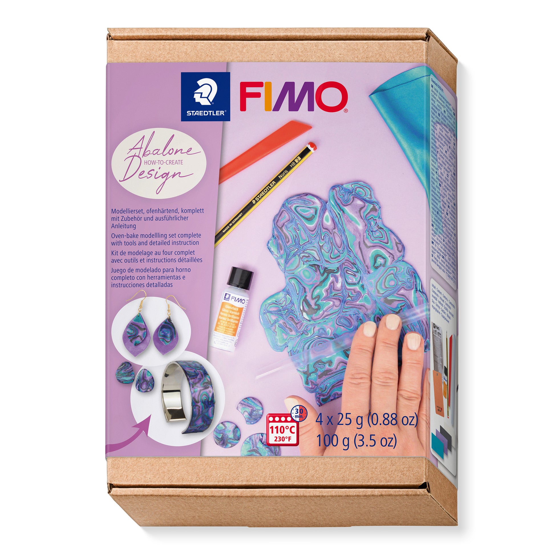 Staedtler FIMO – Modellierton, Mehrfarbig, 4 × 25 g