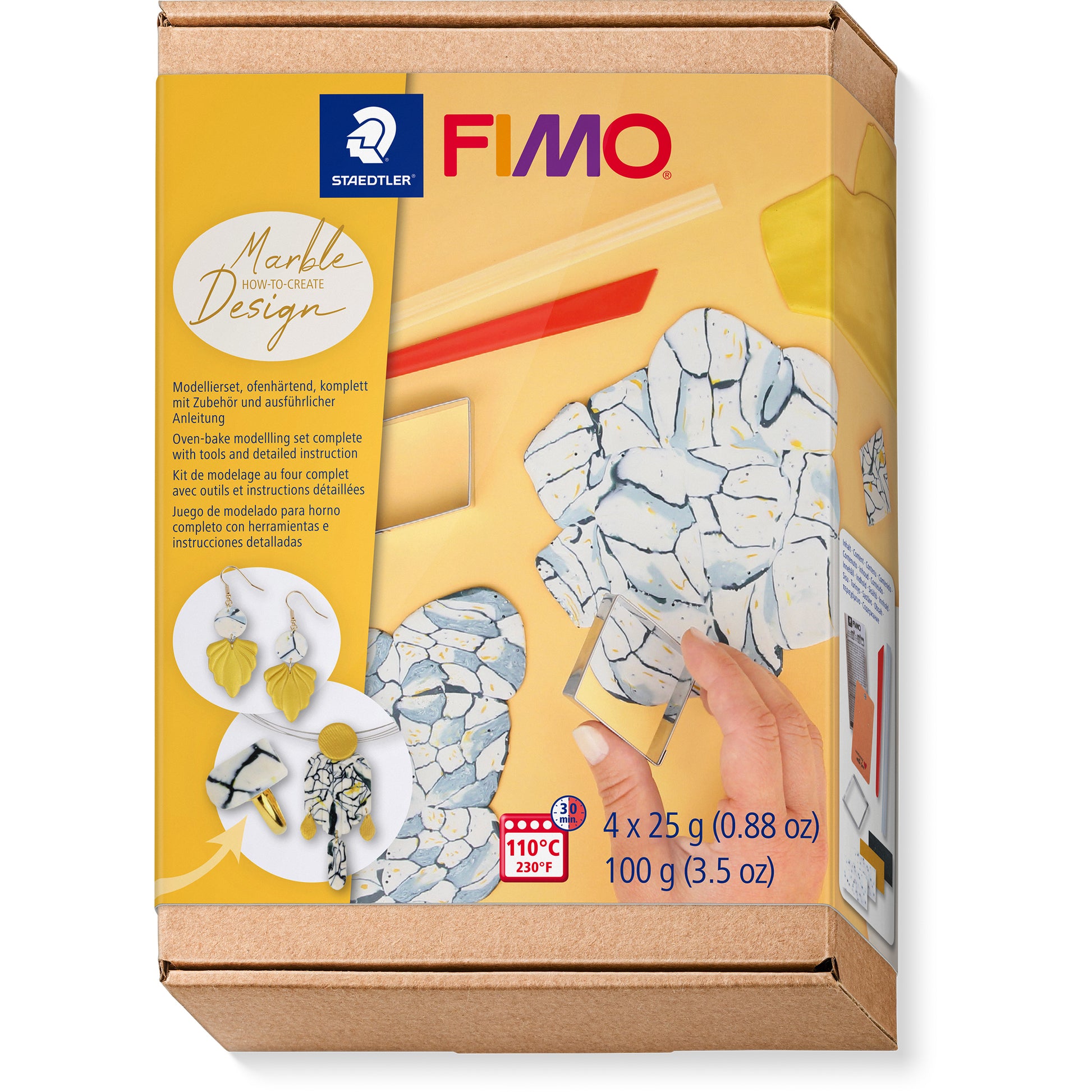 Staedtler FIMO – Knete-/Modelliermasse-Set – Marmor – 4 × 25 g – ofenhärtend