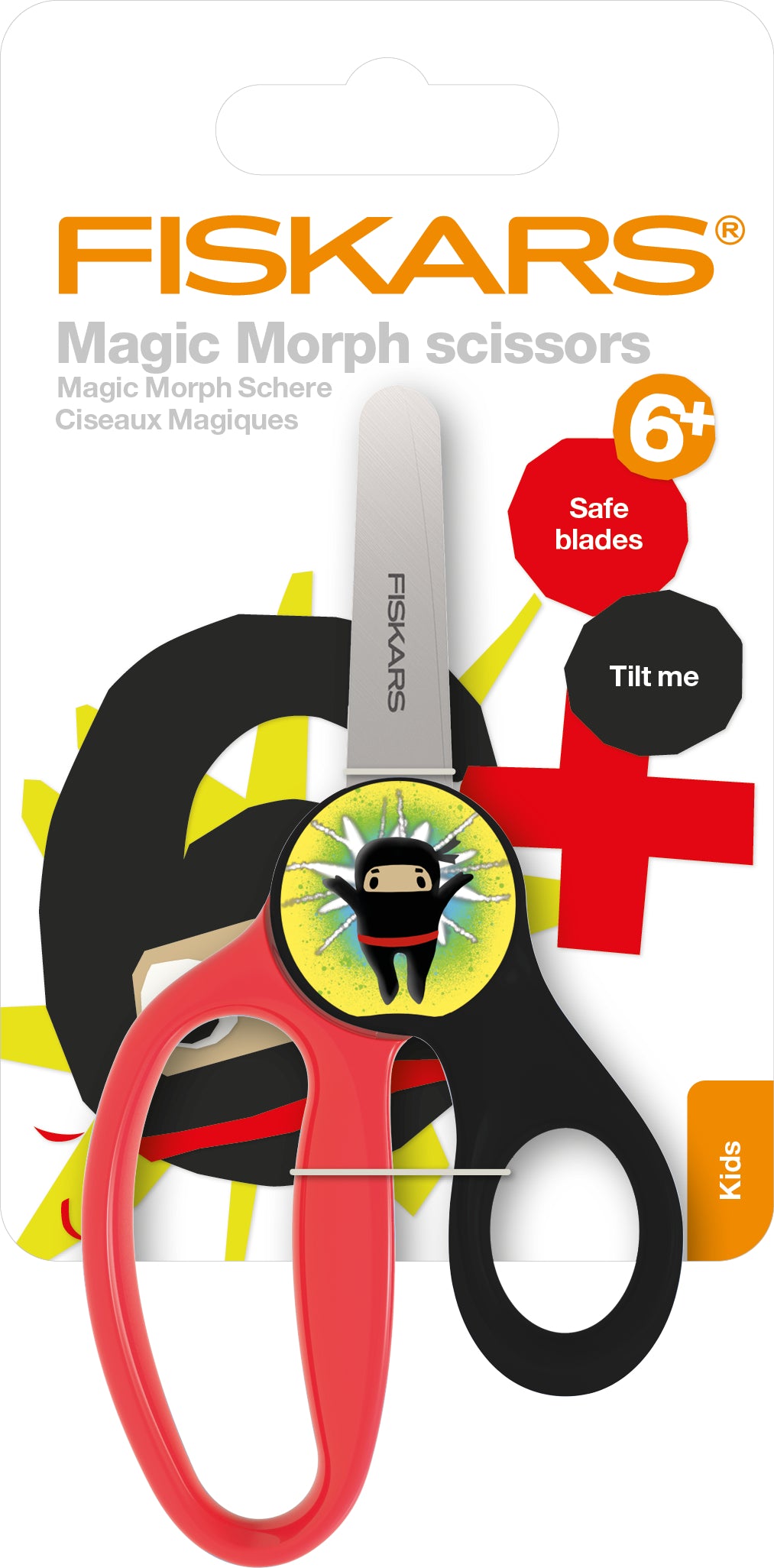 Fiskars Kinderschere 17,6 cm, abgerundet, für Rechtshänder – Sicherheitskanten, Schwarz/Rot