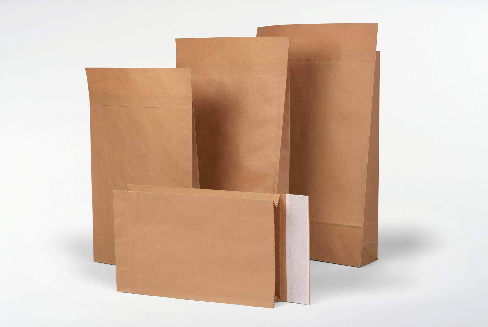 Flexipak Mustertüte mit Klotzboden – 395 × 320 × 500 mm, Papier, braun, selbstklebend