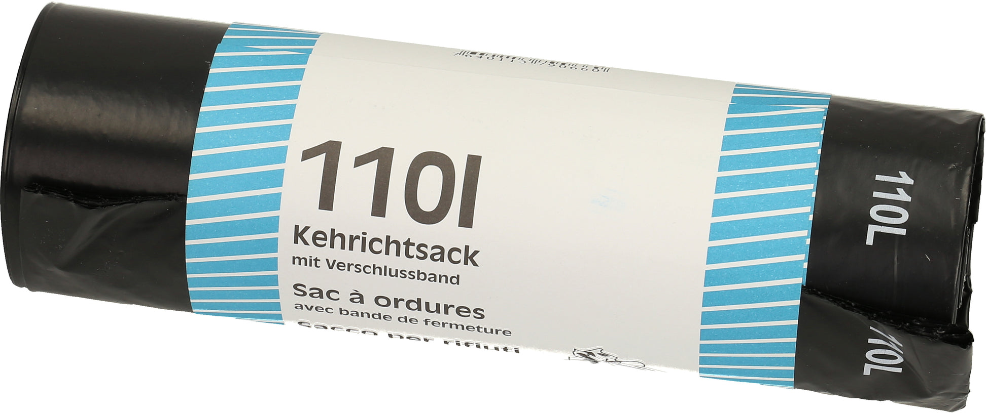 Flexiplast Kehrichtsack 1066 – 110 l, mit Zugband, Schwarz, 355 × 1100 mm