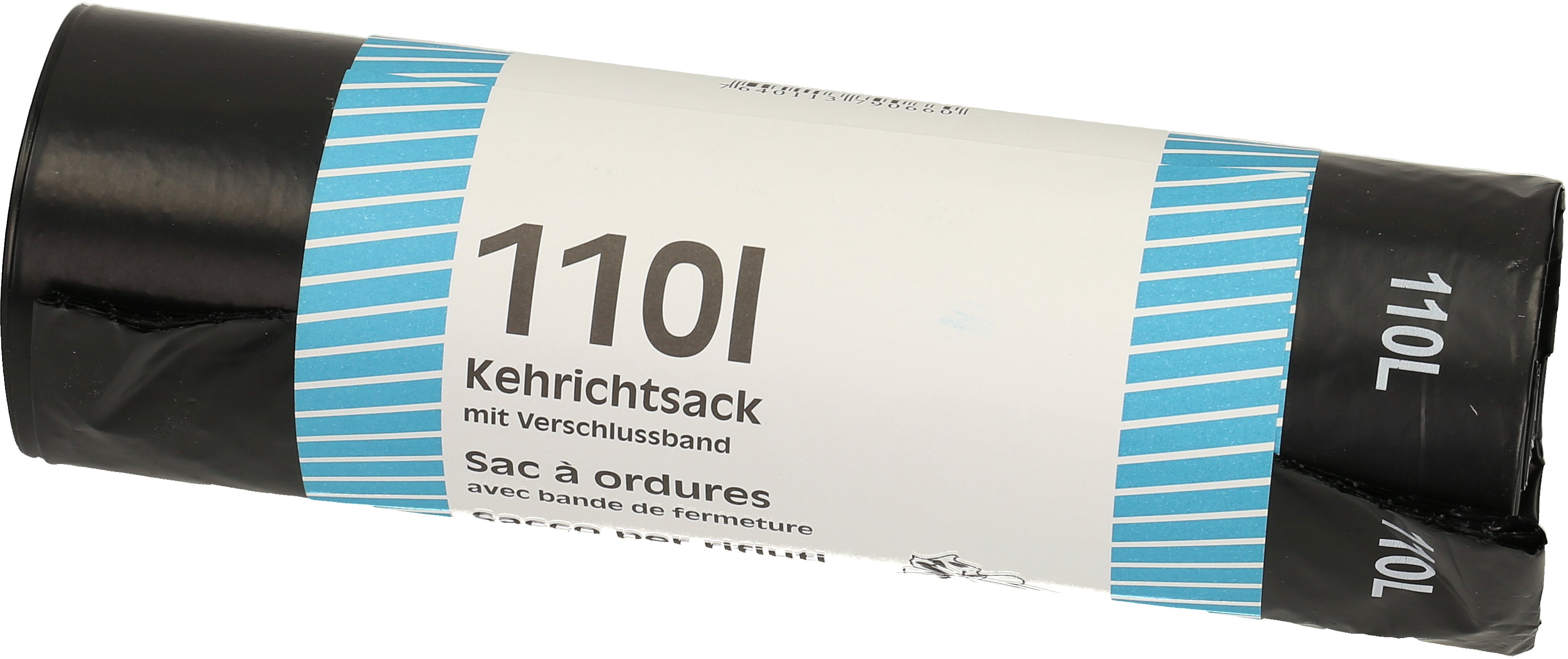 Flexiplast Kehrichtsack 1066 – 110 l, mit Zugband, Schwarz, 355 × 1100 mm